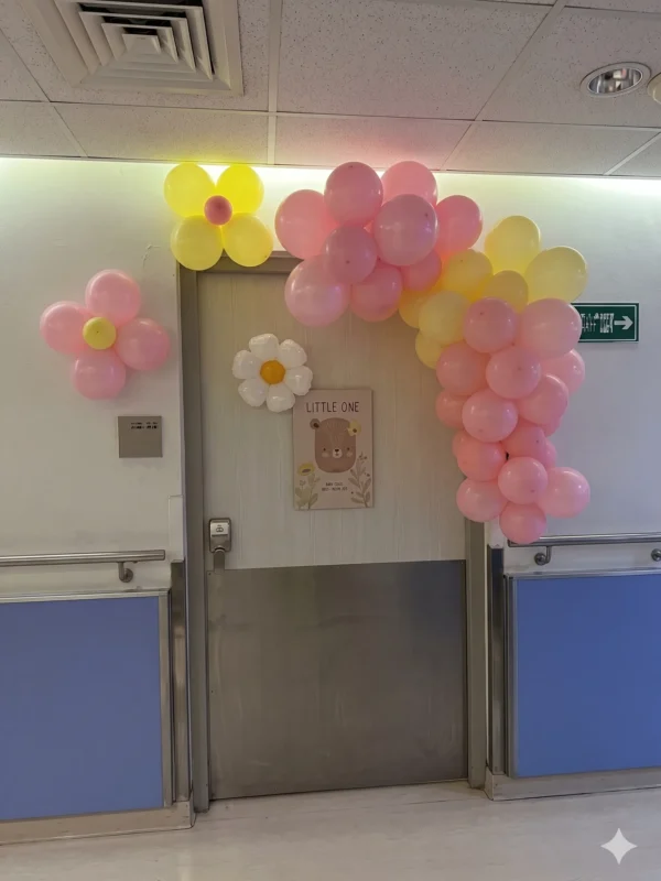 Gemini_Generated_Image_buc84xbuc84xbuc8 Medium balloon spray + 2 flower balloons (gift for Queens Royal Hospital)